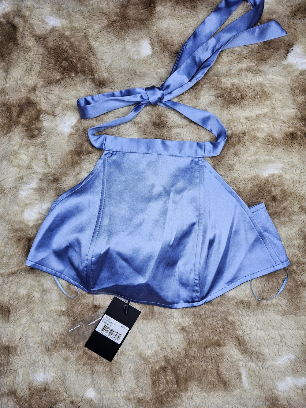 Lioness Soho Satin Halter Tube Top Blue Stonewash Y2K Party Clubwear AU10 M NWT